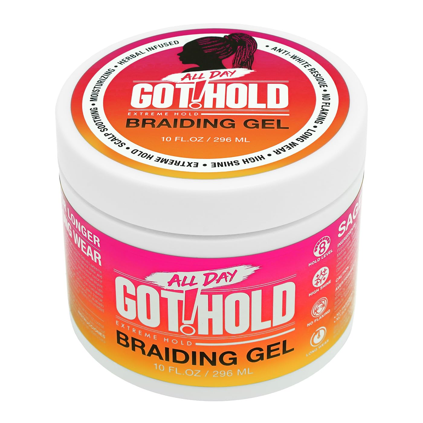 ALL DAY GOT HOLD Braiding Gel for Natural Hair Extreme Hold, Hydrating & Frizz-Free, No Flaking or Drying, High Shine for Braids, Twists, Cornrows