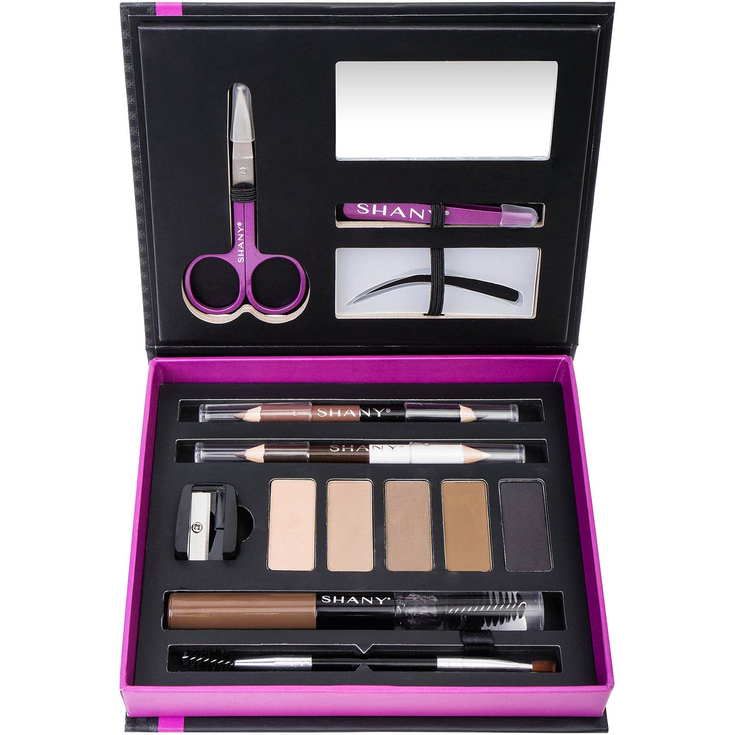 SHANY Brow Chicka Brow Eyebrow Set - 17 Piece Eyebrow Makeup Kit with Brow Powder, Brow Gel, Dual Ended Pencils, Stencils, Scissors, and Tweezers…