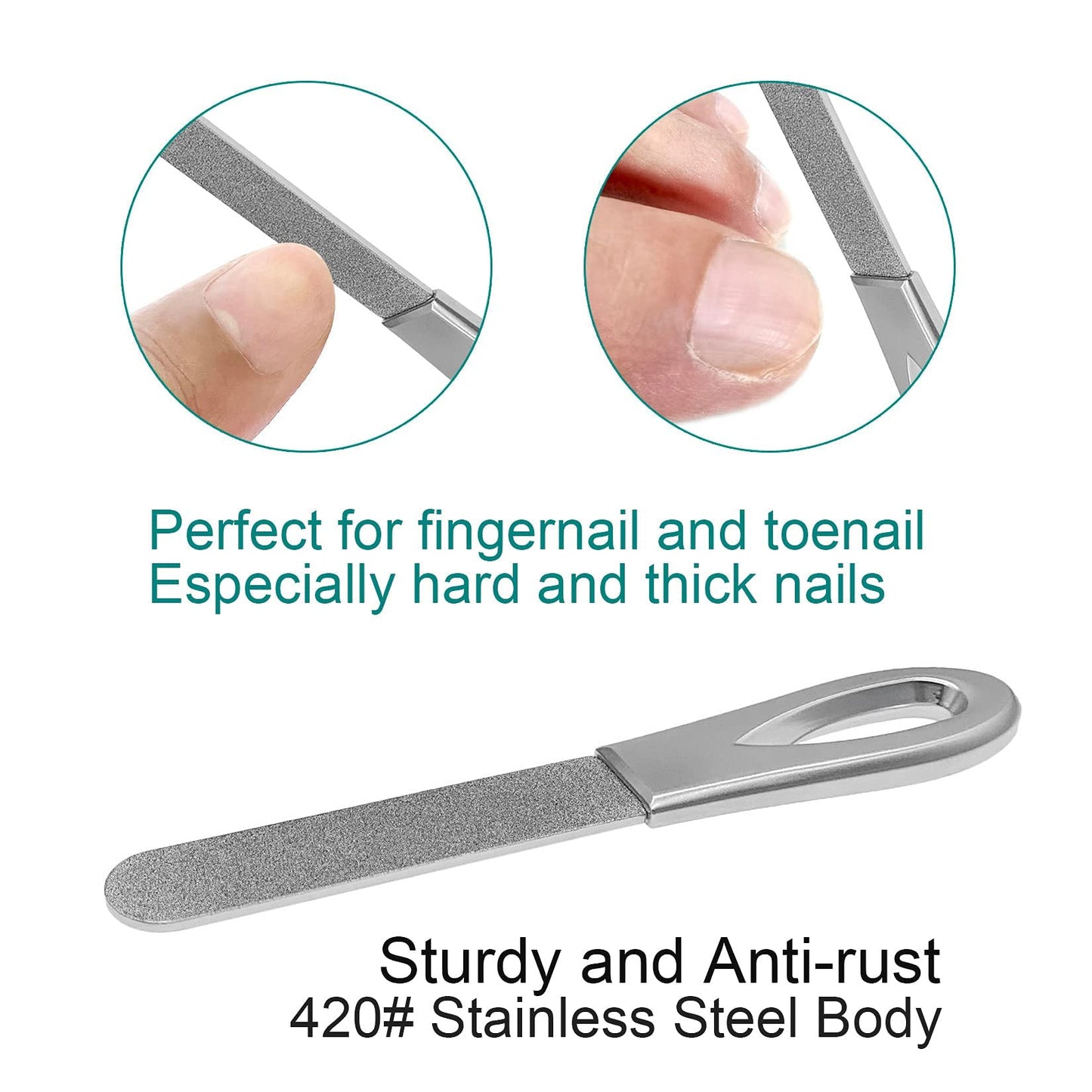 VOGARB Travel Nail Files for for Thick Toenails, 3.6 Inch Diamond Nail File for Natural Nails, Double Sided 180 Diamond Grits Emery Boards for Men