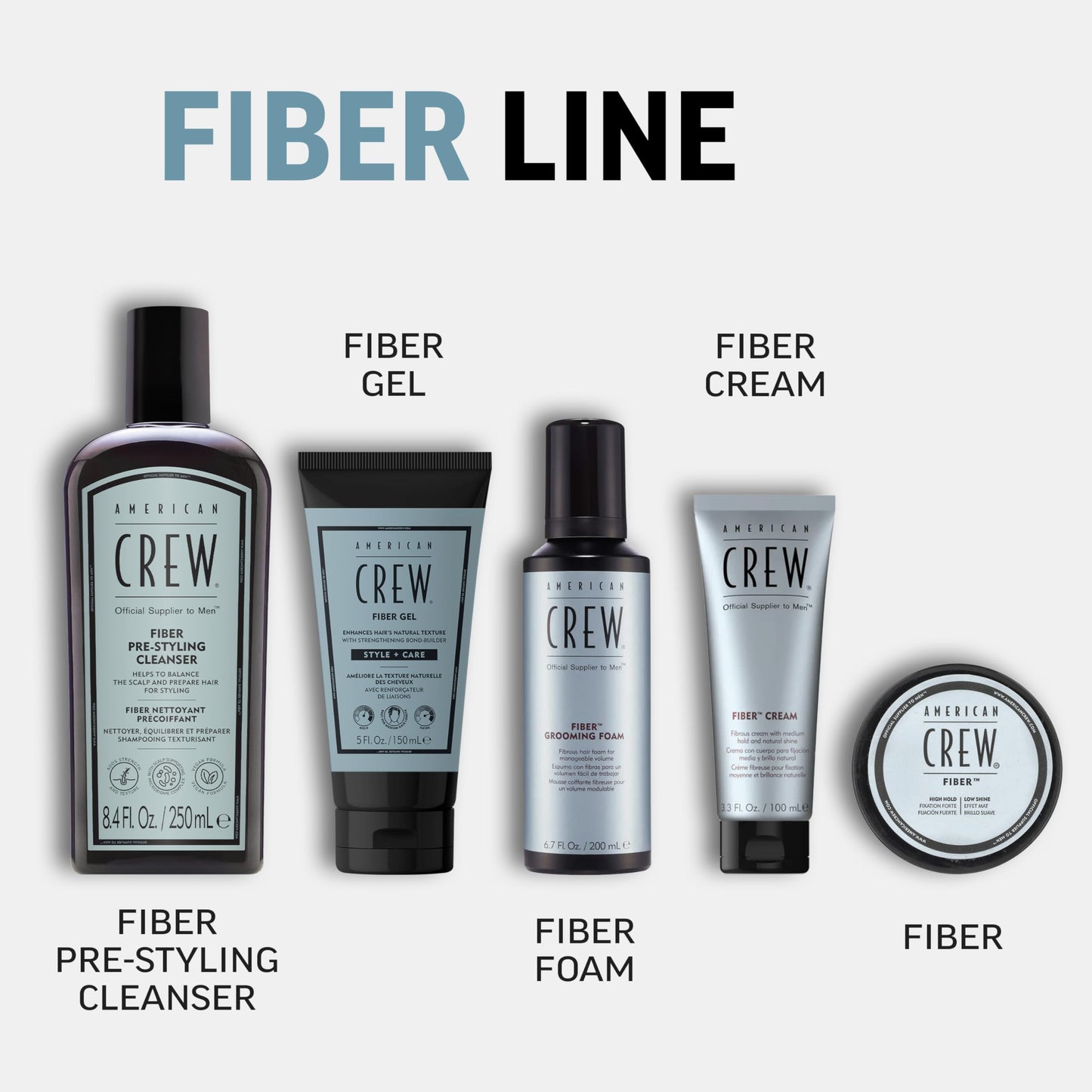 AMERICAN CREW Fiber Gel, Texturizing & Strengthening Formula with Bond Builder, Medium Hold & Natural Finish for Short to Medium Hair, 5 fl oz