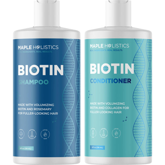 Rosemary Biotin Shampoo and Conditioner Set - Volumizing Shampoo and Conditioner for Thinning Hair for Women & Men with Nourishing B Vitamins