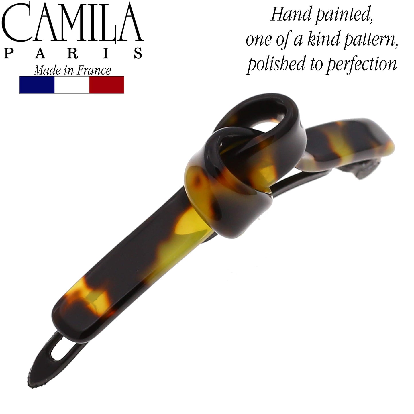 Camila Paris CP2801 French Hair Barrette Clip for Girls, Handmade, Tokyo, Metal-Free Closure Strong Hold Grip Hair Clips for Women, No Slip