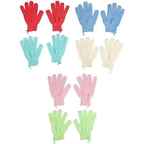 Glamlily Shower Gloves - Gentle Spa Exfoliation & Bath Scrub Gloves - Exfoliating Shower Mitts & Body Scrubber for Women - Pack of 6-Pair Spa Set