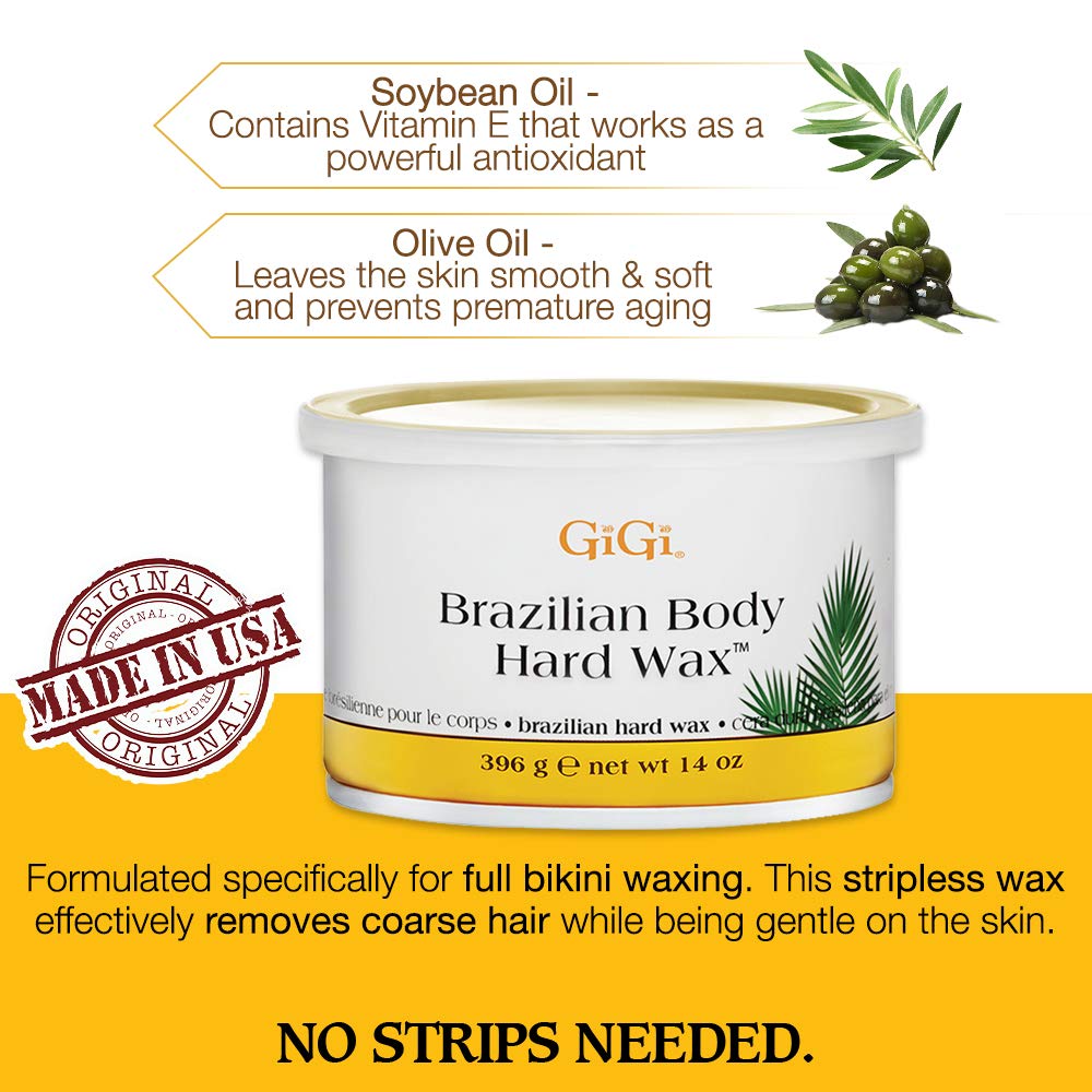 GiGi Brazilian Body Hard Wax for Hair Removal, Non-Strip for Coarse Hair, Ideal for Bikini, Face & Sensitive Areas, 14 oz, 1 Pack Beauty and Personal Care GIGI