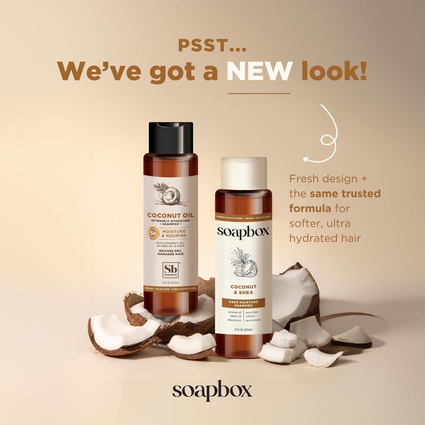 Soapbox Coconut & Shea Shampoo & Conditioner Set, For Dry, Damaged Hair - Nourishes & Moisturizes Hair - Clean Ingredients Free of Harsh Chemicals