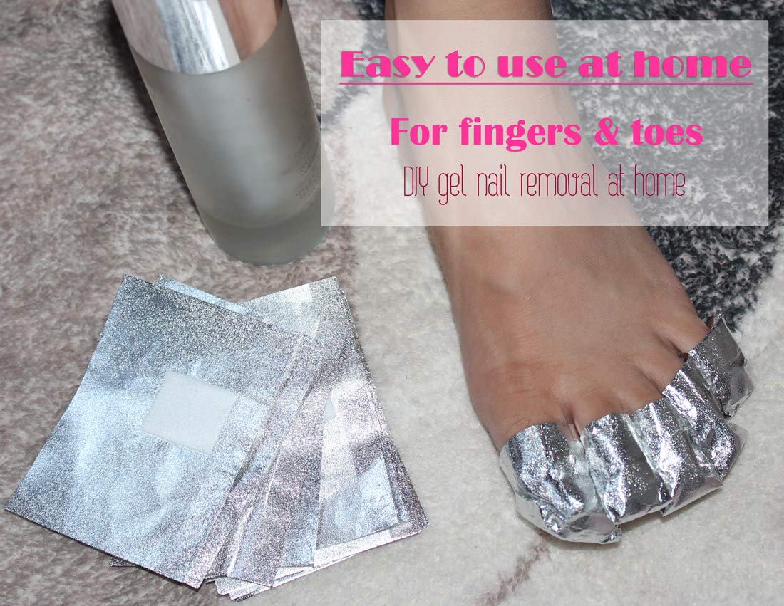 MIILYE Nail Polish Remover Foil Wraps for Acrylic/Dip Powder/UV/Gel/Polish Varnish Soak-off Removal, with Pre-attached Lint Free Pad (100x Gel Nail