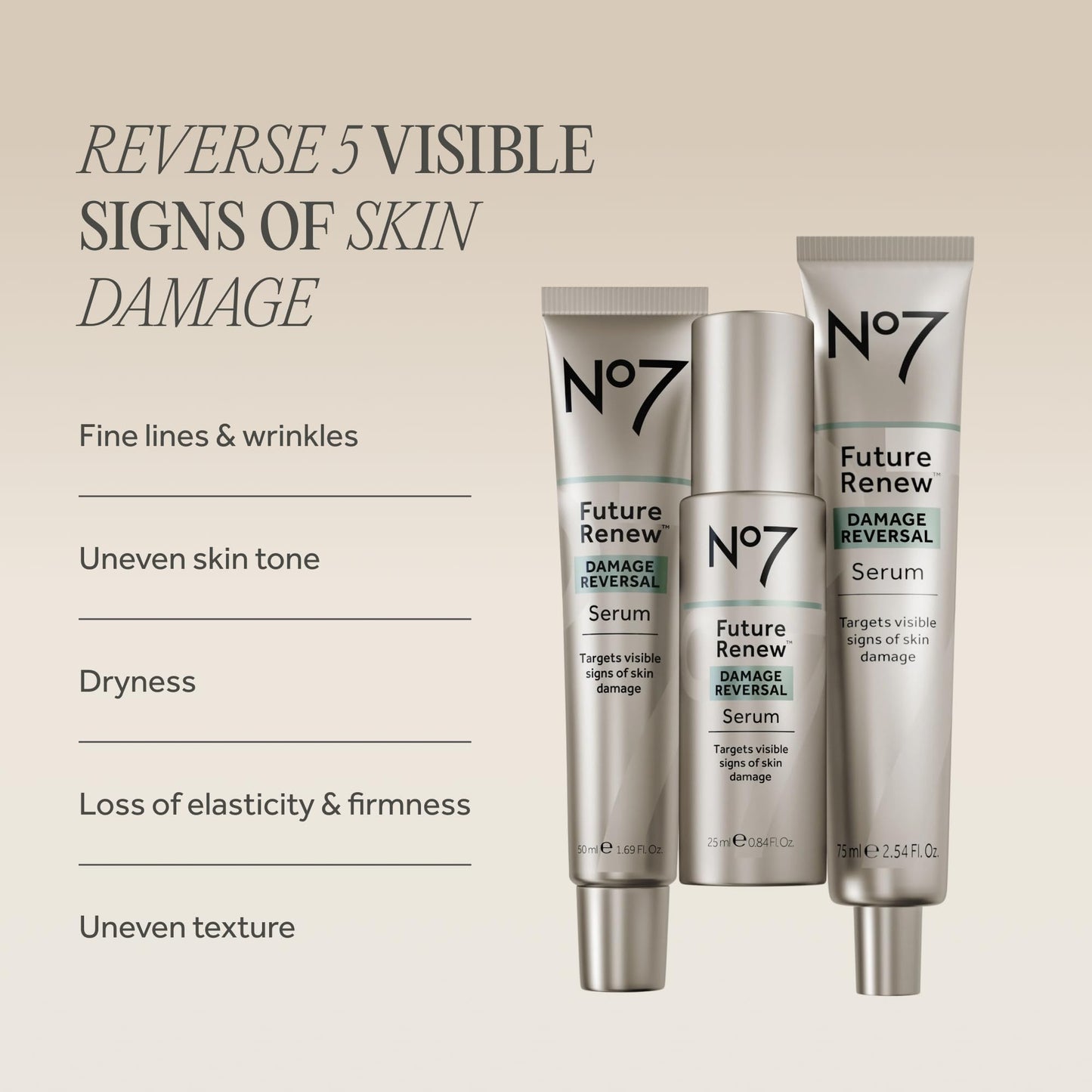 No7 Future Renew Damage Reversal Face Serum - Fast-Absorbing Peptide Serum to Help Visibly Reduce Fine Lines & Wrinkles - Enriched with Hyaluronic Beauty and Personal Care No7