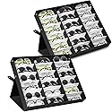 Jiffordwind 18 Slot Sunglasses Organizer Storage Multiple Eyeglasses Holder Display Case/Tray, Polyester Silk Lined & Snap Closure