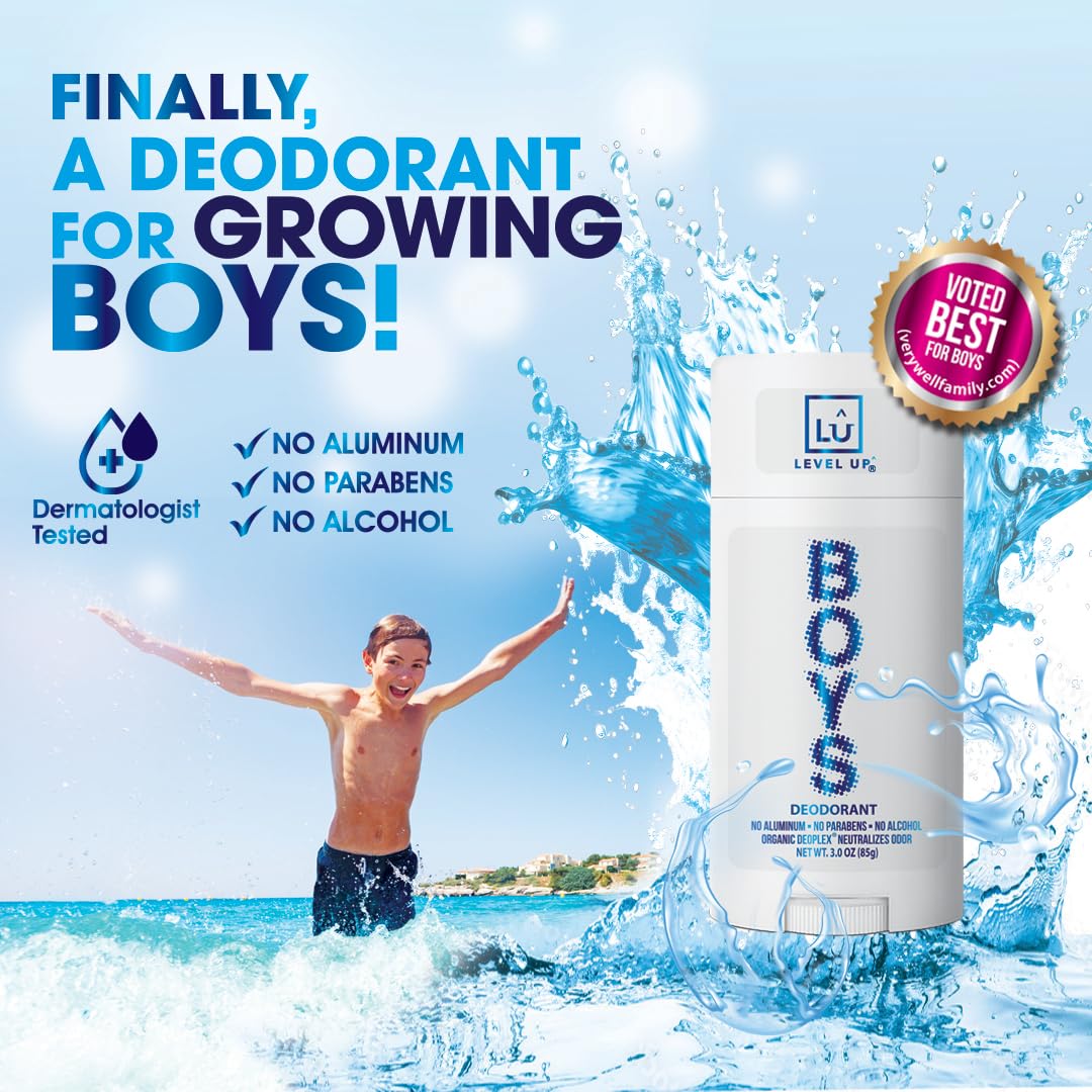 Level Up Boys Deodorant: Aluminum-Free Alcohol-Free, Paraben-Free, 24 Hr Odor Protection, Clean Fresh Scent, Kids & Tweens Made in the USA Beauty and Personal Care Level Up