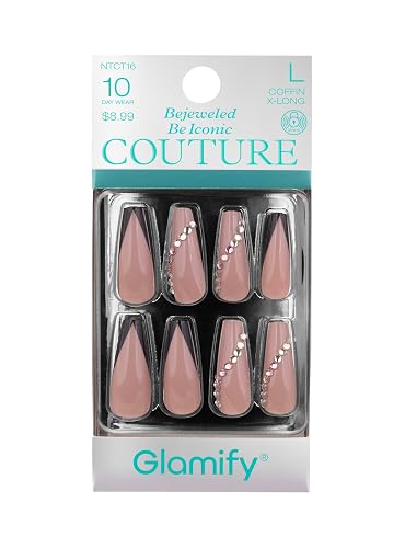 Glamify by Absolute New York Couture Press On Nails - Luxury Rhinestone & Charm Fake Nails, Glossy Reusable Salon Style Acrylic Nails Kit with Glue Beauty & Personal Care Absolute New York