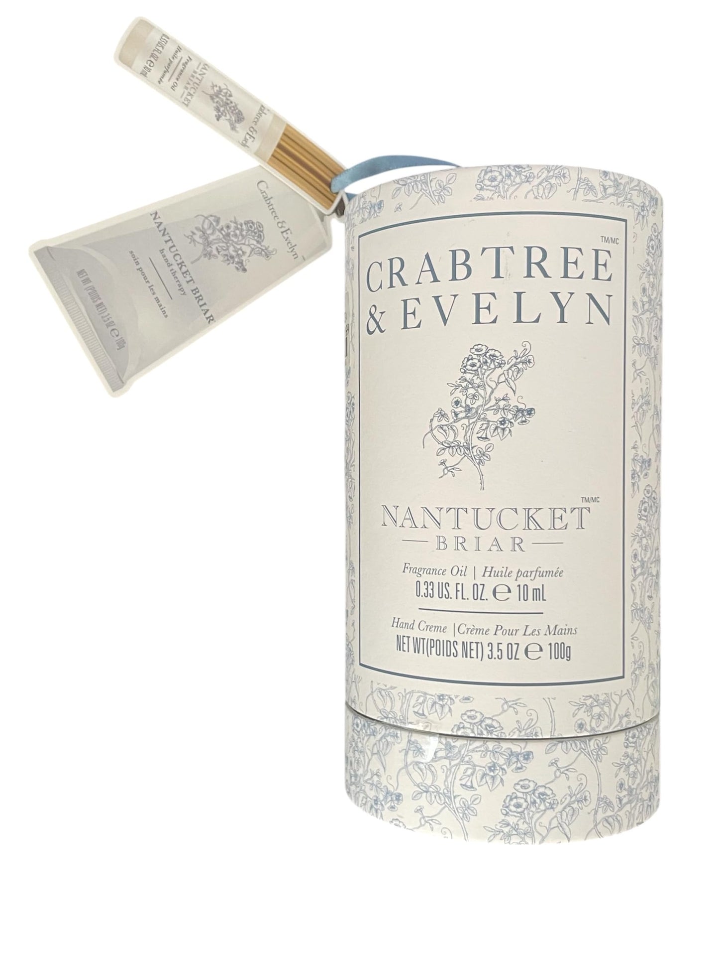 Crabtree & Evelyn Nantucket Briar Fragrance Oil Rollerball 0.33oz & Hand Creme 3.5oz Set