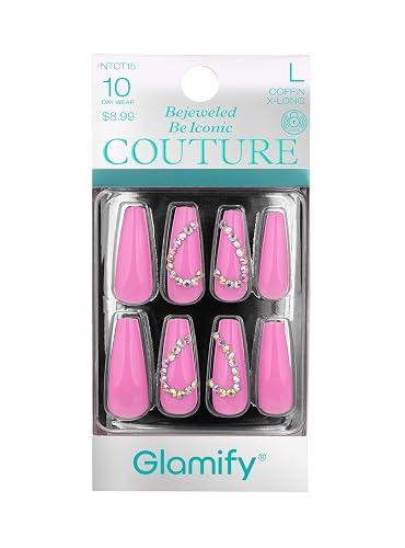 Glamify by Absolute New York Couture Press On Nails - Luxury Rhinestone & Charm Fake Nails, Glossy Reusable Salon Style Acrylic Nails Kit with Glue Beauty & Personal Care Absolute New York