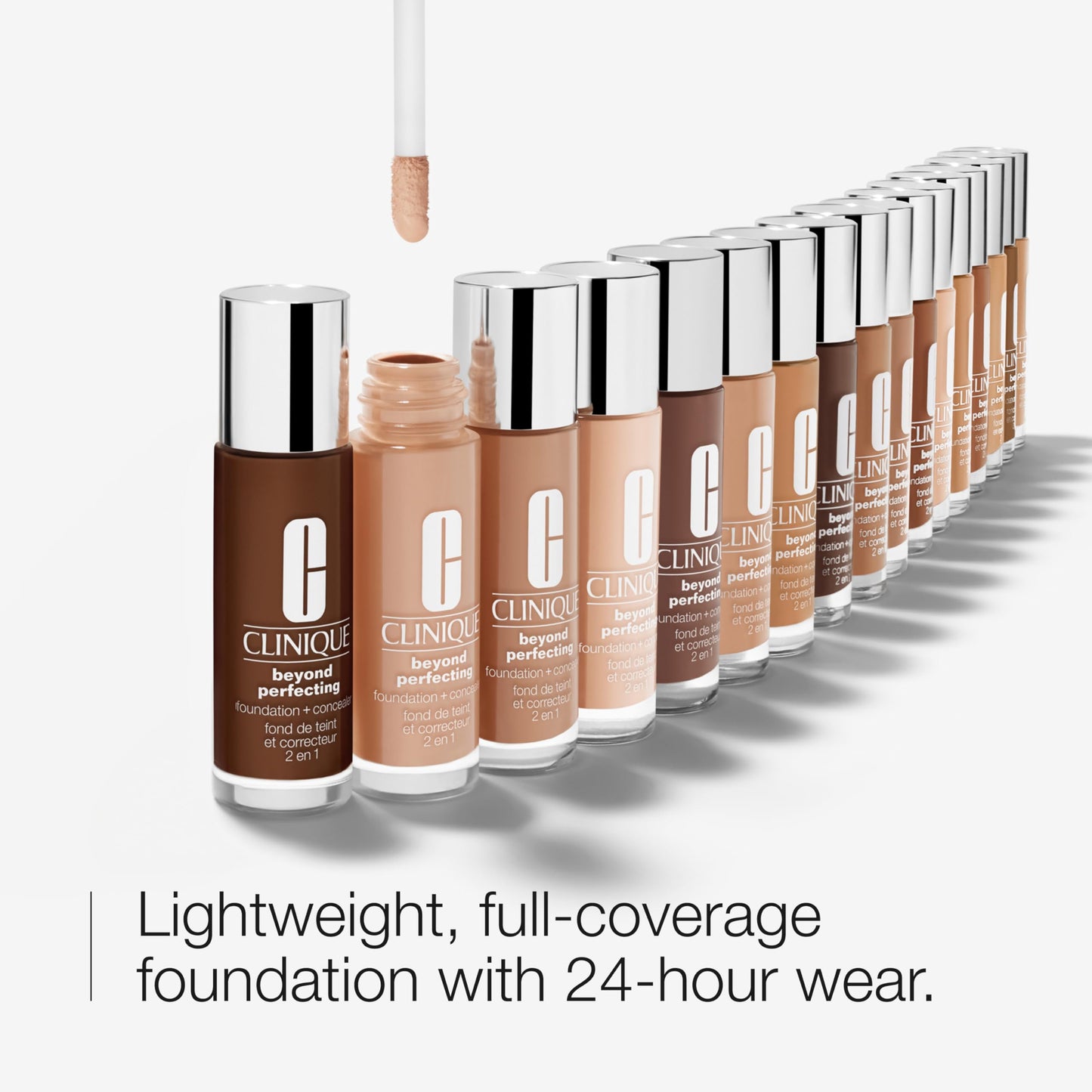 Clinique Beyond Perfecting Lightweight Liquid Foundation + Concealer For Dry Combination to Oily Skin Types | Full Coverage + Natural Matte Finish, Linen, 1 Fl Oz