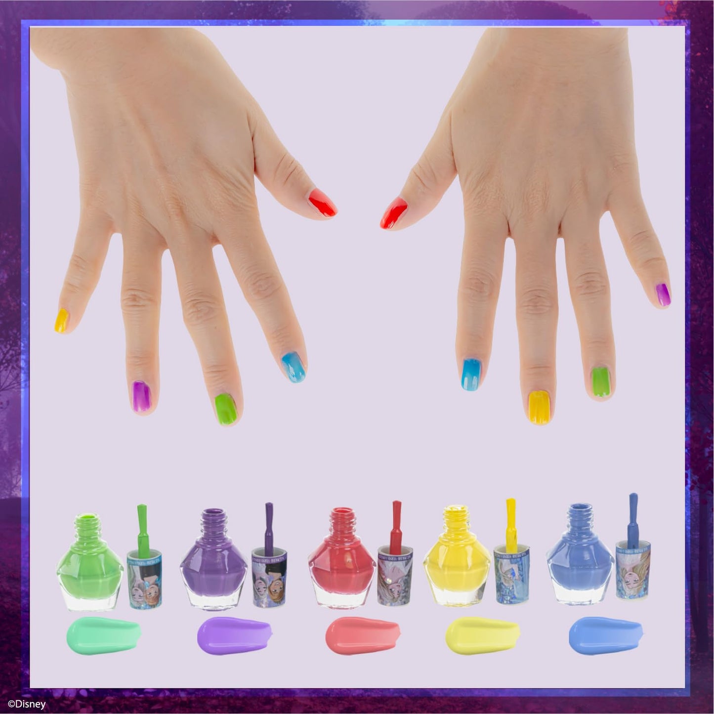 Townley Girl Disney Frozen Non-Toxic Peel-Off Water-Based Natural Safe Quick Dry Nail Polish Gift Kit Set for Kids Girls Set With Bonus Nail