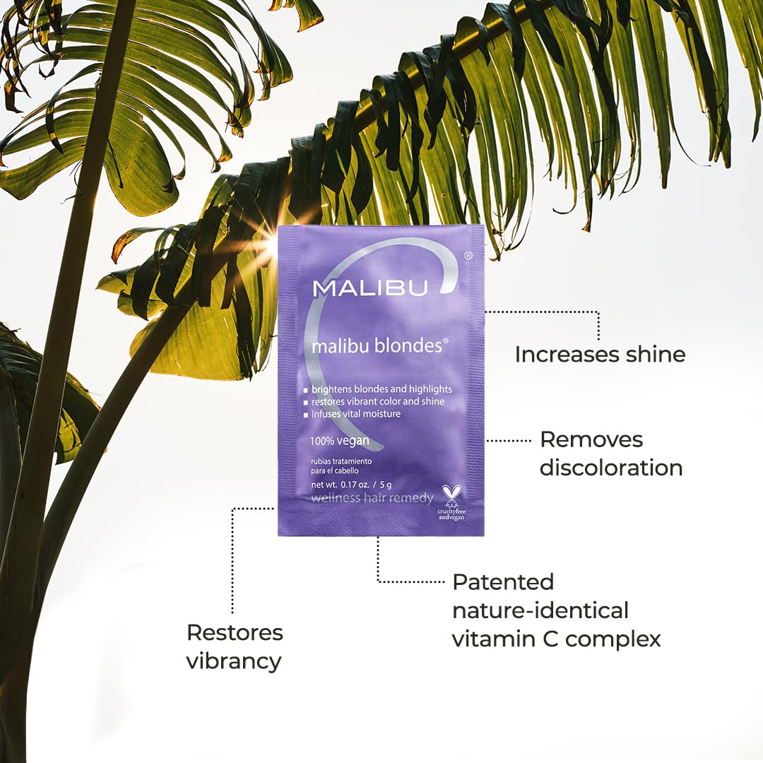Malibu C Blondes Wellness Remedy - Removes Discoloration from Bleached, Highlighted or Natural Blonde Hair + Restores Vibrance and Shine with Vitamin