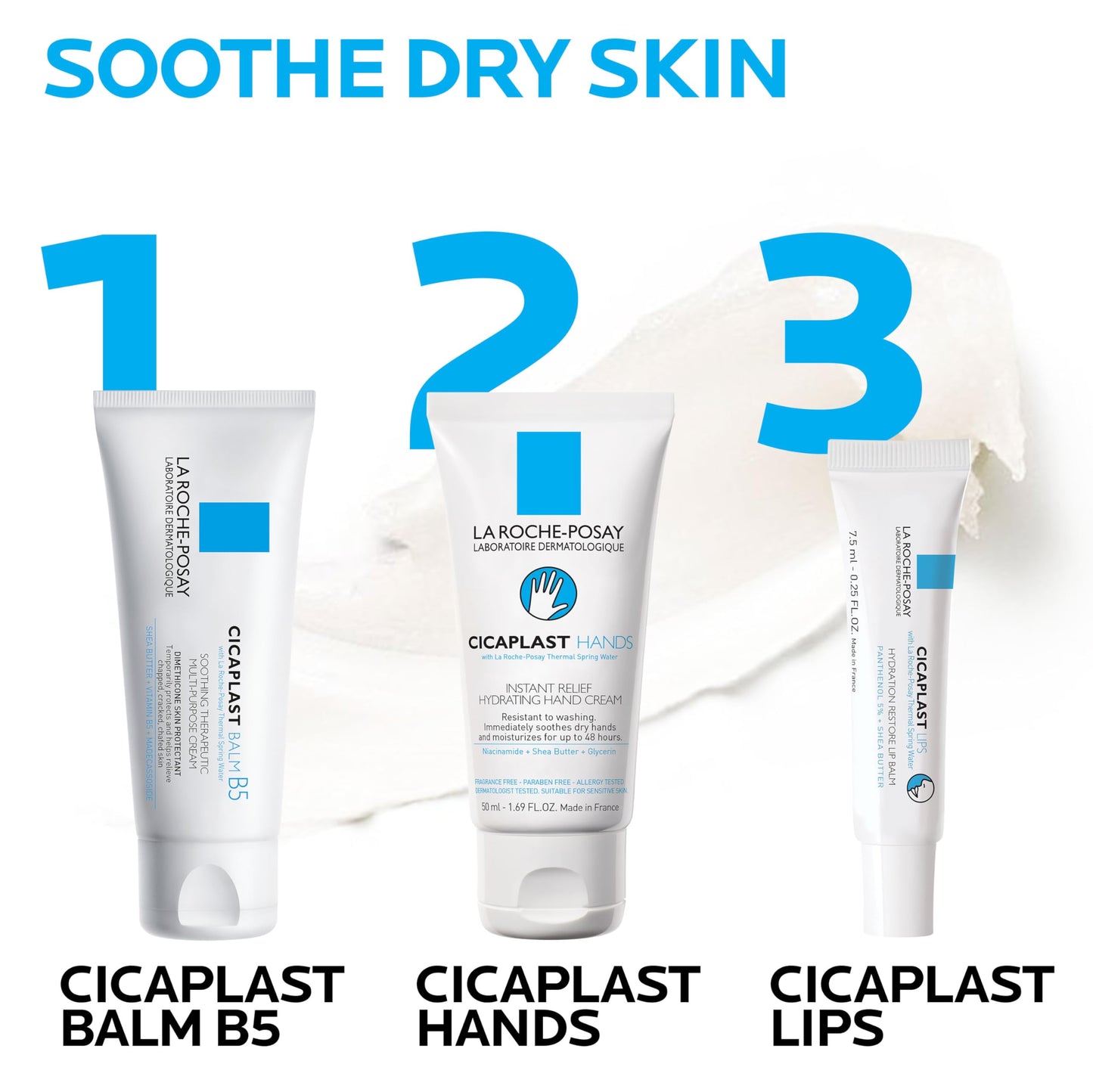 La Roche-Posay Cicaplast Lip Balm B5, Hydrating Balm with Shea Butter, Lip Treatment for Dry Cracked Lips, Moisturizing and Repairing Balm, Fragrance