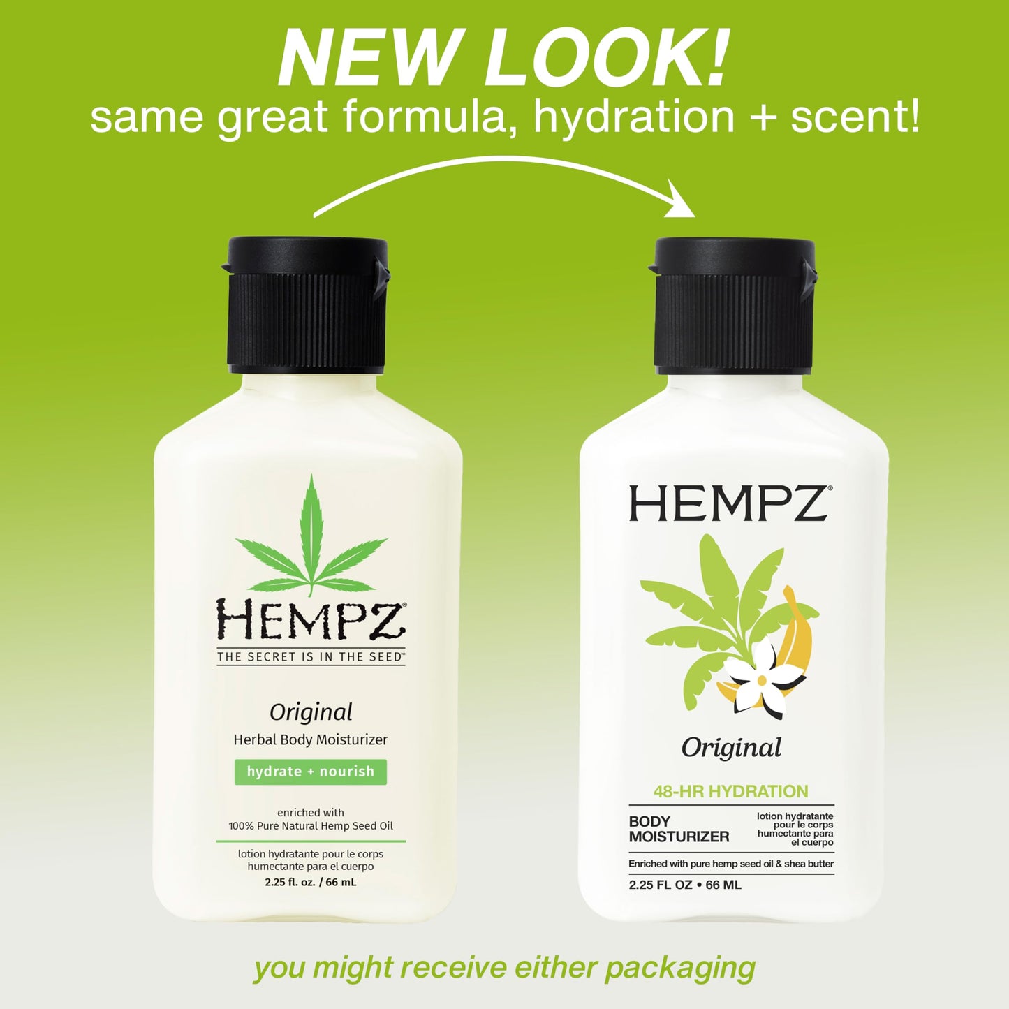HEMPZ Mini Original Body Lotion, Floral & Banana Scent, Daily Moisturizing Cream, Shea Butter Hand and Body Moisturizer, Skin Care Products, Hydrating