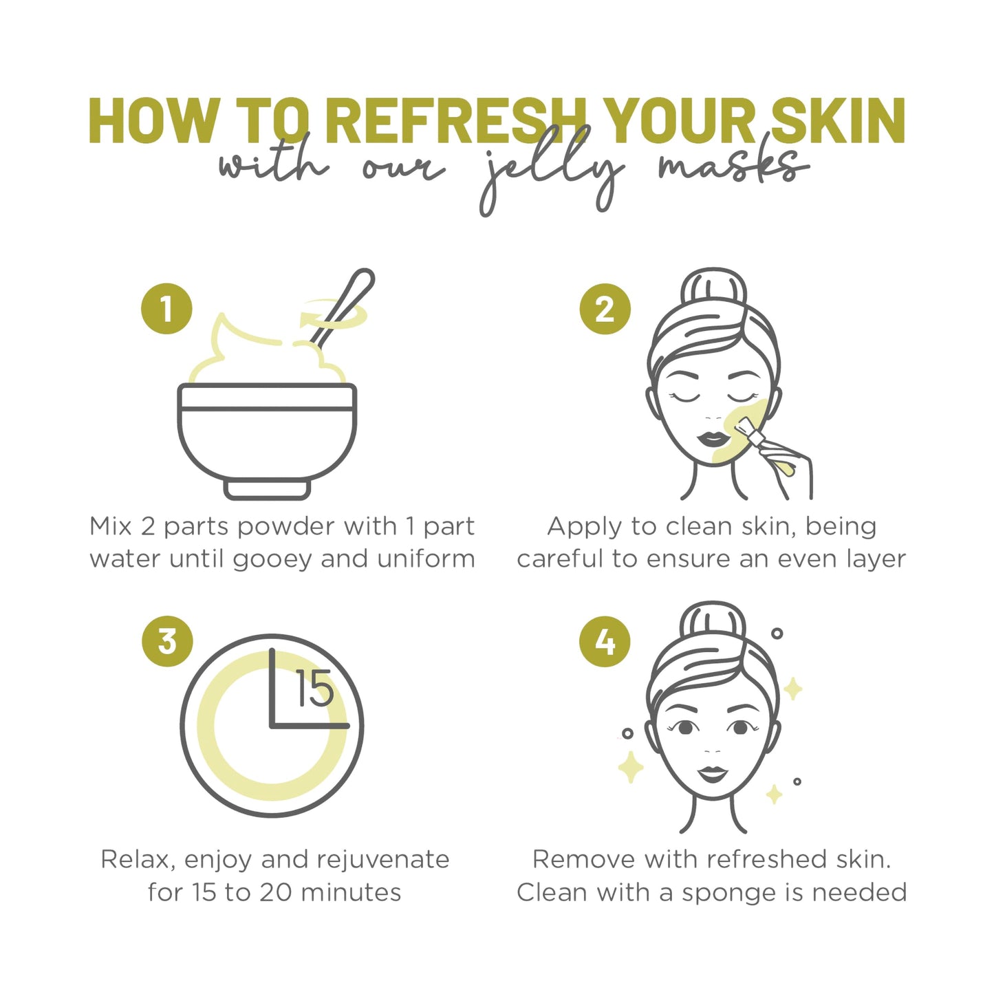 BRÜUN Peel-Off Jazmine Jelly Mask for Face Care - A 23 fl oz Rubber Mask Jar for 30 to 35 Treatments - A Skin Care Moisturizing Gel Mask of Spa Set