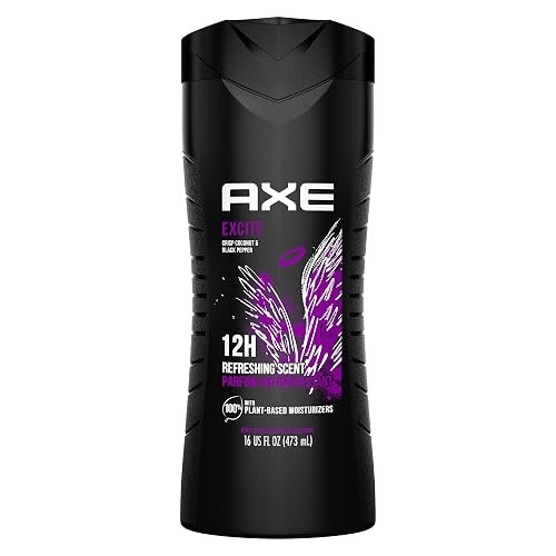 AXE Body Wash 12h Refreshing Scent Excite Crisp Coconut and Black Pepper Men's Body Wash, 16 Oz