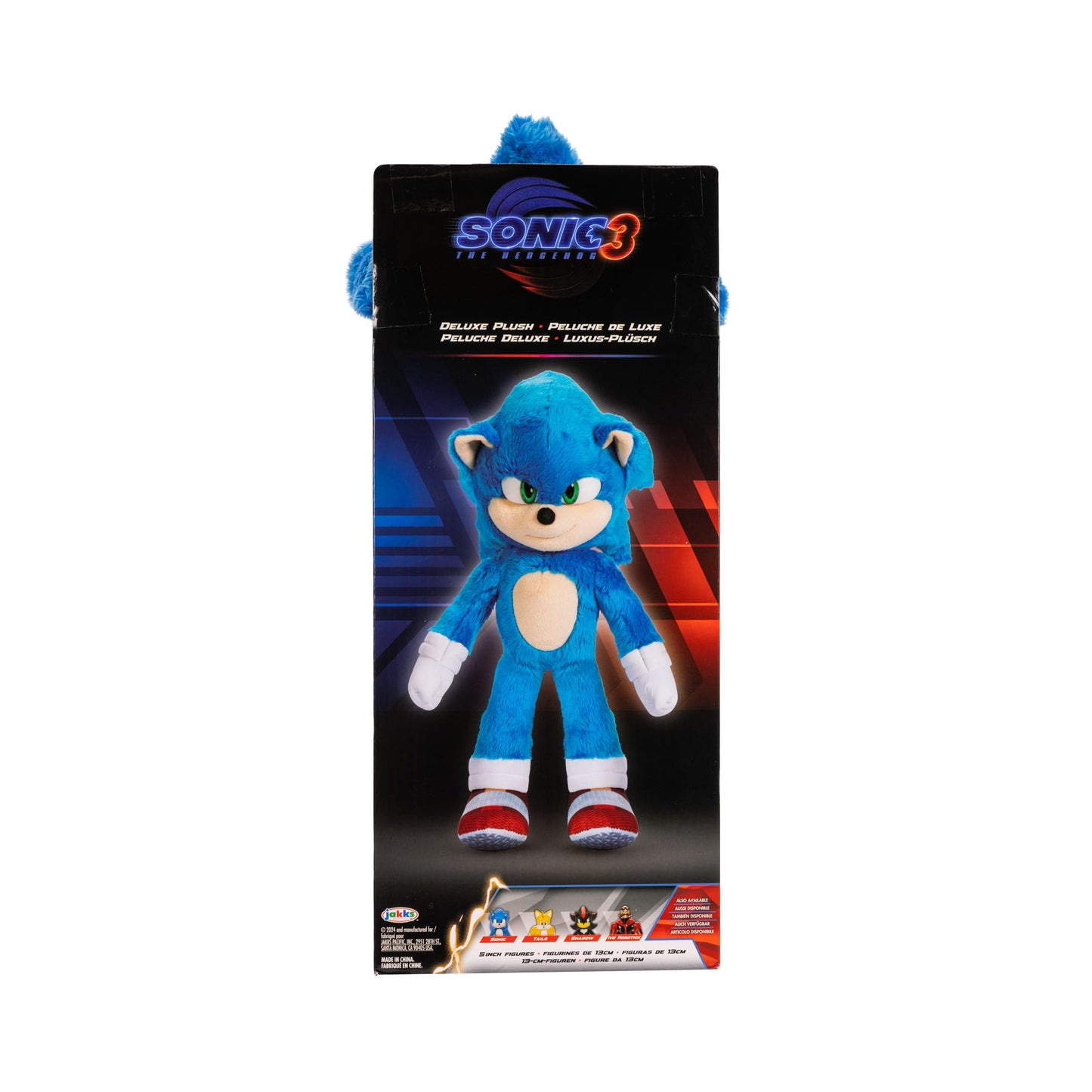 Sonic 3 The Hedgehog The Movie - Official Sega Licensed - Deluxe Sonic Soft Toy - 33cm - Blue Hedgehog - Soft - Realistic Details - Sparkling Eyes…