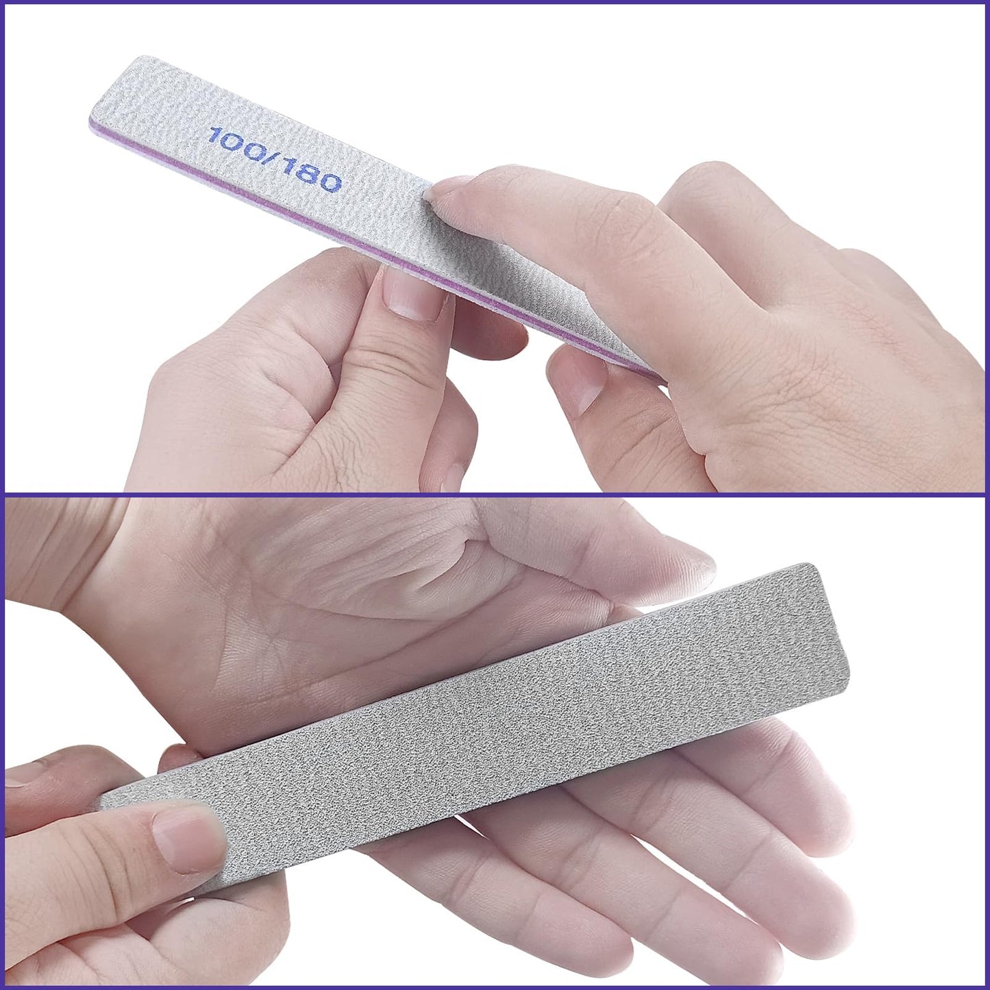 100/180 Grit Nail File (100 Pack), Emery Board Nail Files for Acrylic Nails and Natural Nails, Double Sided Emory Boards Professional Nail Filer Beauty and Personal Care HomeyEra