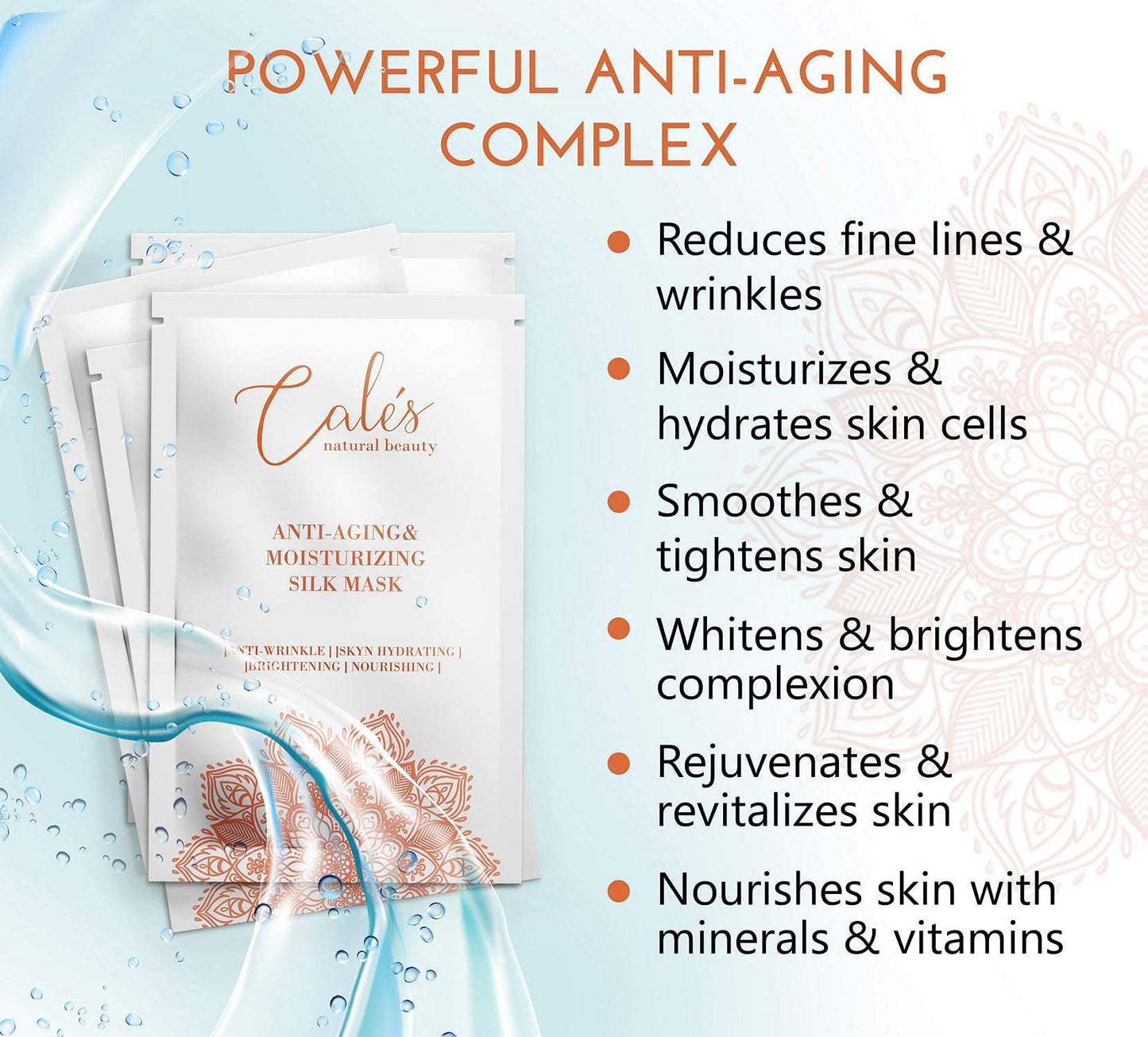 Calés Anti-Aging and Moisturizing Face Mask Set - Hydrating Face Masks for Women - 100% Cotton Face Mask Sheets for Skin Brightening and Nourishing