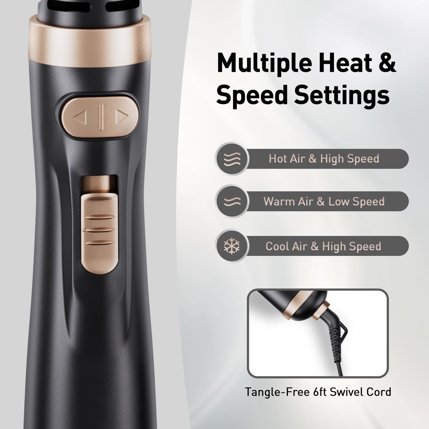 Beautimeter Hair Dryer Brush 3-in-1 Hair Styler, Rotating Blow Dryer Brush with 2-Inch and 1.5-Inch Brushes