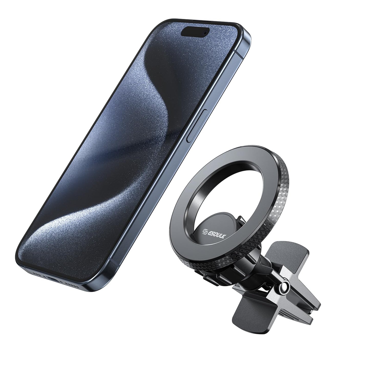 Esoulk Magnetic Ring Air Vent Car Phone Holder 360° Rotating Magnetic Car Mount with Strong Magnet, Secure Grip, Removable Universal Compatible Fits…