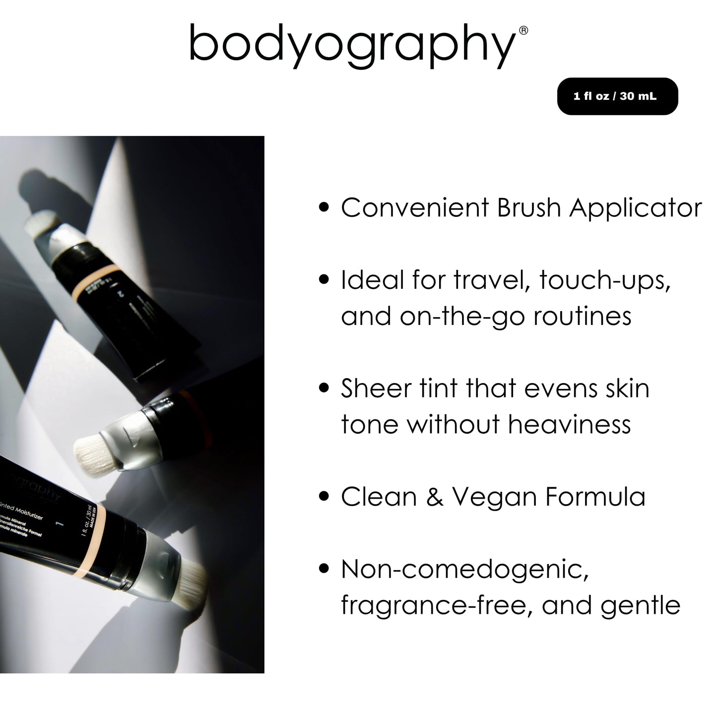 Bodyography Sun Defense Tinted Moisturizer, 1.5 oz | Lightweight SPF Tint with Hyaluronic Acid & Mineral Pigments | Hydrating, Vegan Sheer Coverage