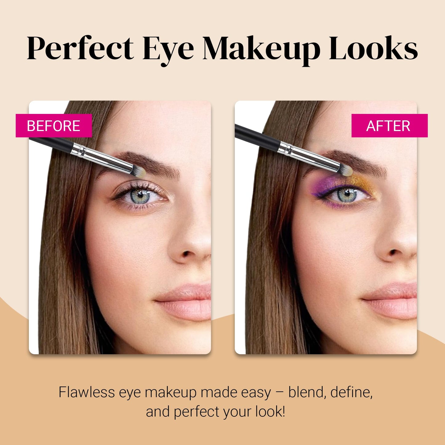 KESHIMA Professional Eye Makeup Brushes Set with Eyeshadow & Blending Brush, Smudge, Angled Crease, Pencil, Angled Eyeliner and Bent Eyeliner
