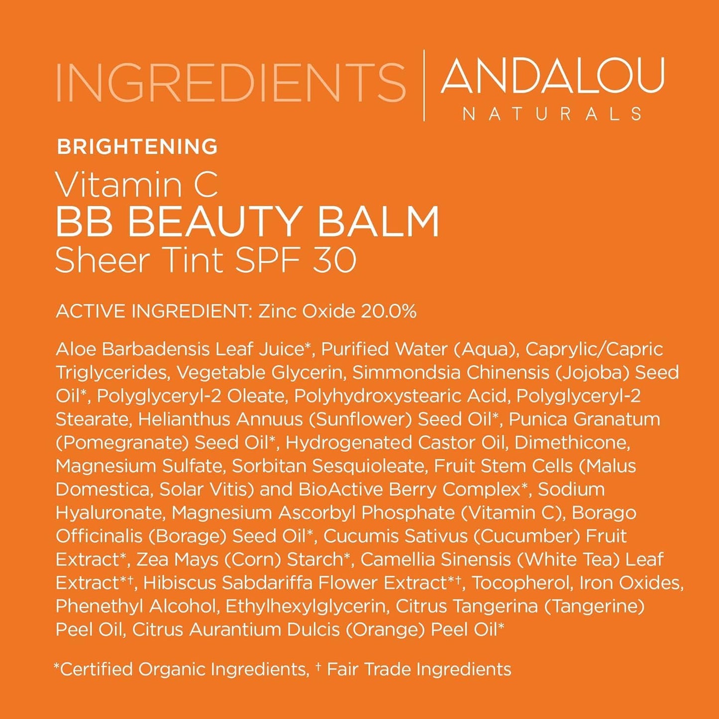 Andalou Naturals Beauty Balm Sheer Spf 30 2 Oz