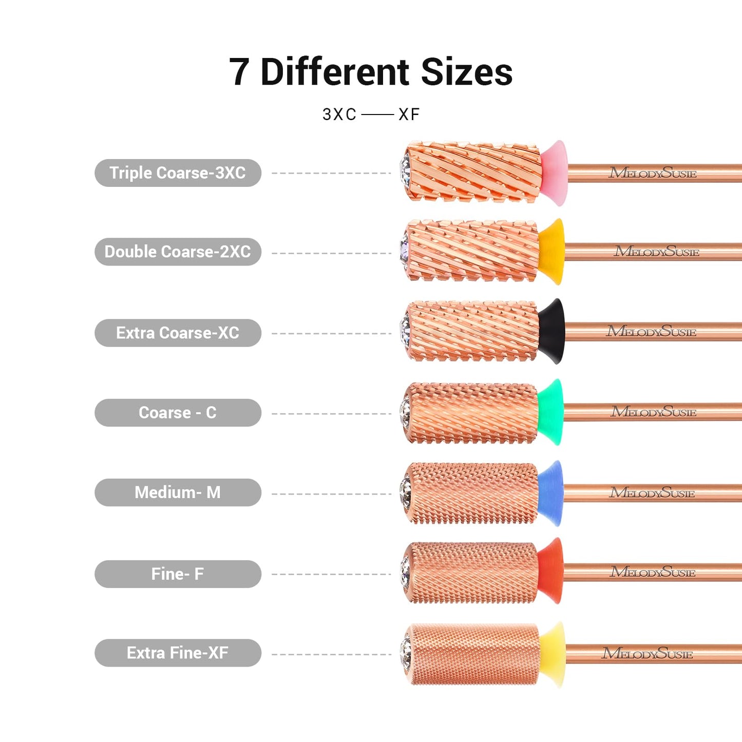 MelodySusie Crystal Top Red Heart Shape Nail Drill Bits, 3/32'' Large Barrel Carbide Bits, Suitable for Manicure Pedicure Cuticle Gel Polishing Beauty and Personal Care MelodySusie