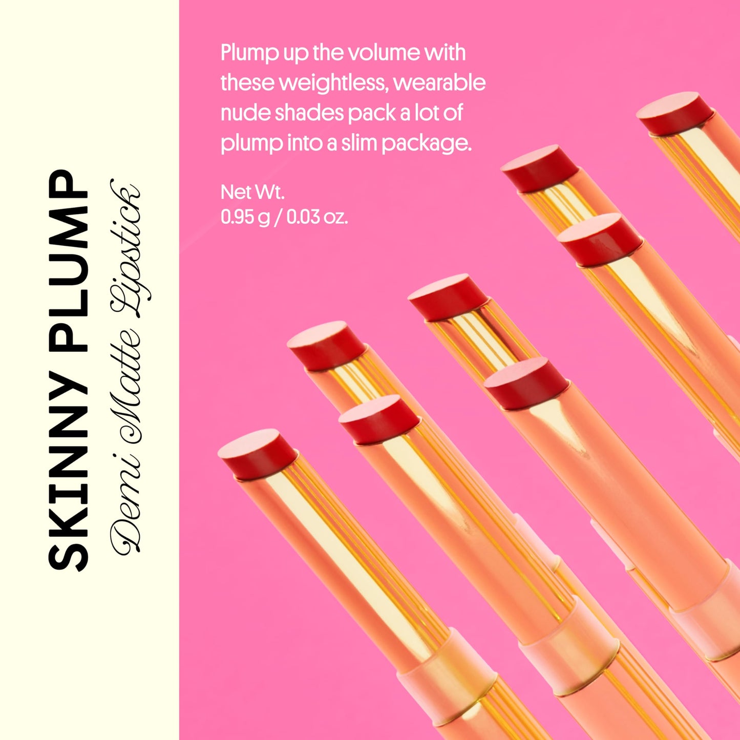 Winky Lux Skinny Plump Demi Matte Lipstick - Light Neutral Pink Lip, Natural Plump Lipstick, Weightless Long Lasting Soft Matte Lip Crayon, Infused