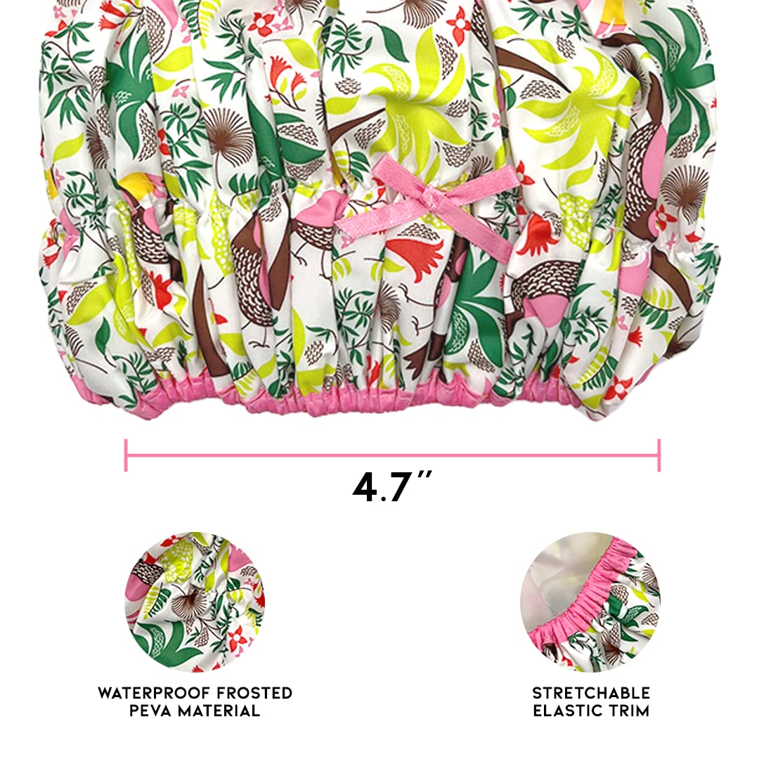 Reusable Bath & Shower Cap Lined, Oversized Waterproof Shower Caps Large Designed for all Hair Lengths with PEVA Lining & Elastic Band Stretch Hem