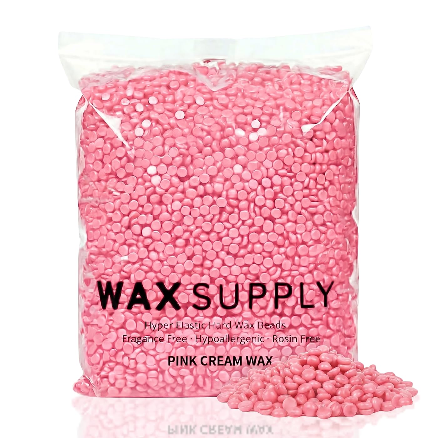 Pink Cream Hard Wax Beads for Sensitive Skin Rosin Free - 2.2lb (1000g) Hypoallergenic Waxing Beads with Argan Oil & Cocoa Butter - European Formula Beauty and Personal Care Wax Supply