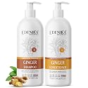 Edenika Botanicals Ginger Shampoo and Conditioner Set, Fortifying Formula with Certified and Organic Ingredients Naturally Nourish, Smooth