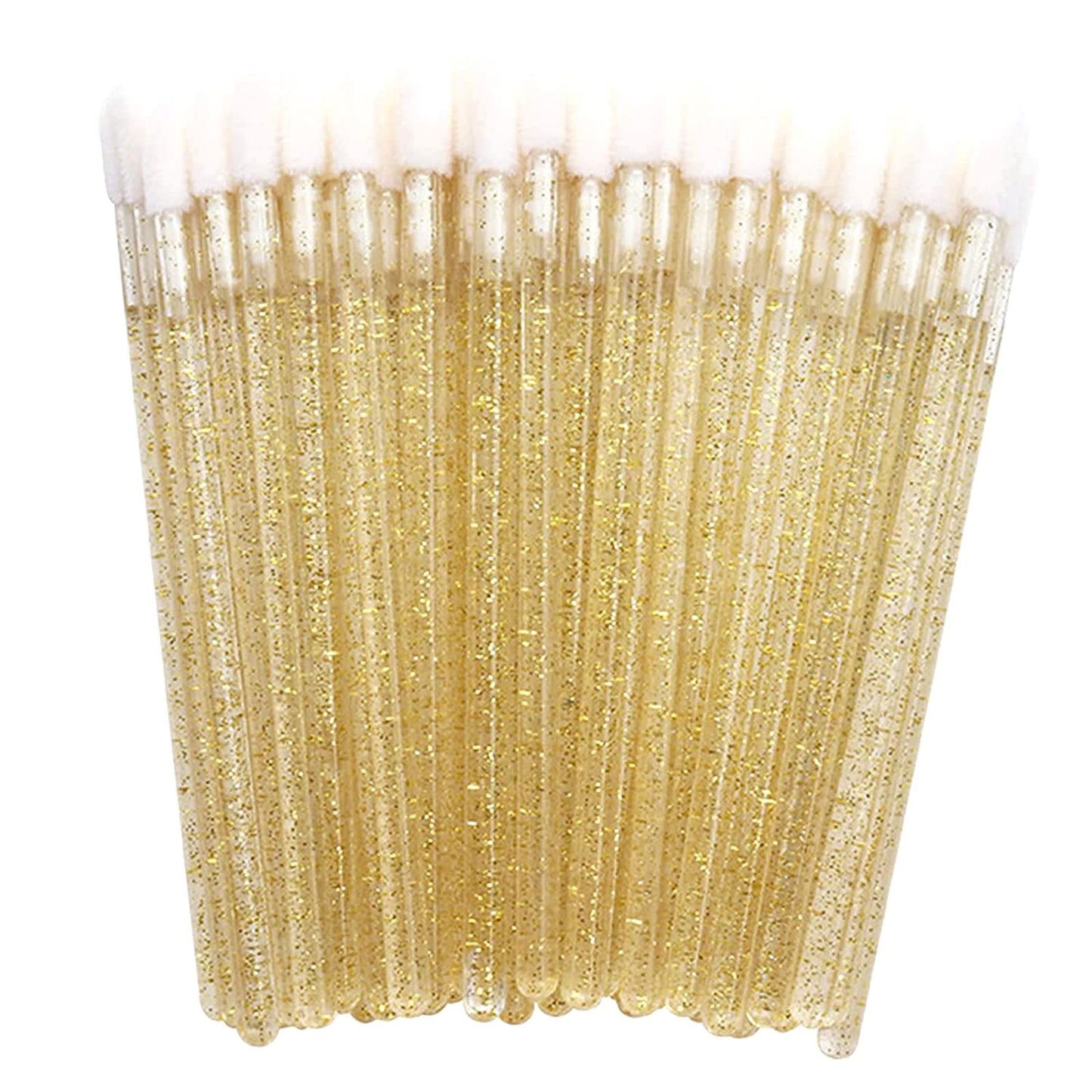 300 PCS Lip Brushes Disposable Lip Gloss Wands Lipstick Applicator Makeup Tool, Crystal Gold Handle