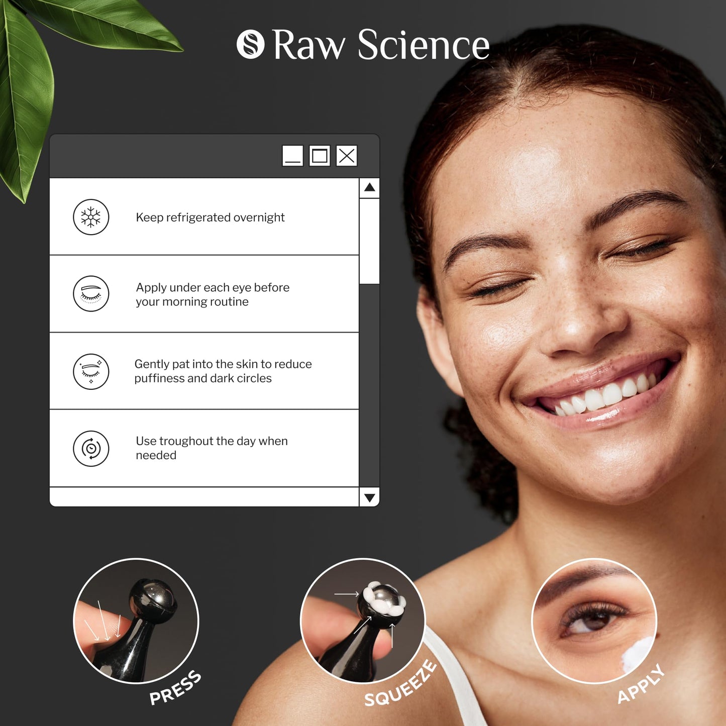 Eye Serum for Puffy Eyes & Dark Circles Under Eye Treatment, Caffeine, Niacinamide, Hyaluronic Acid, Retinol, Instant Moisturizer instead Eye Cream