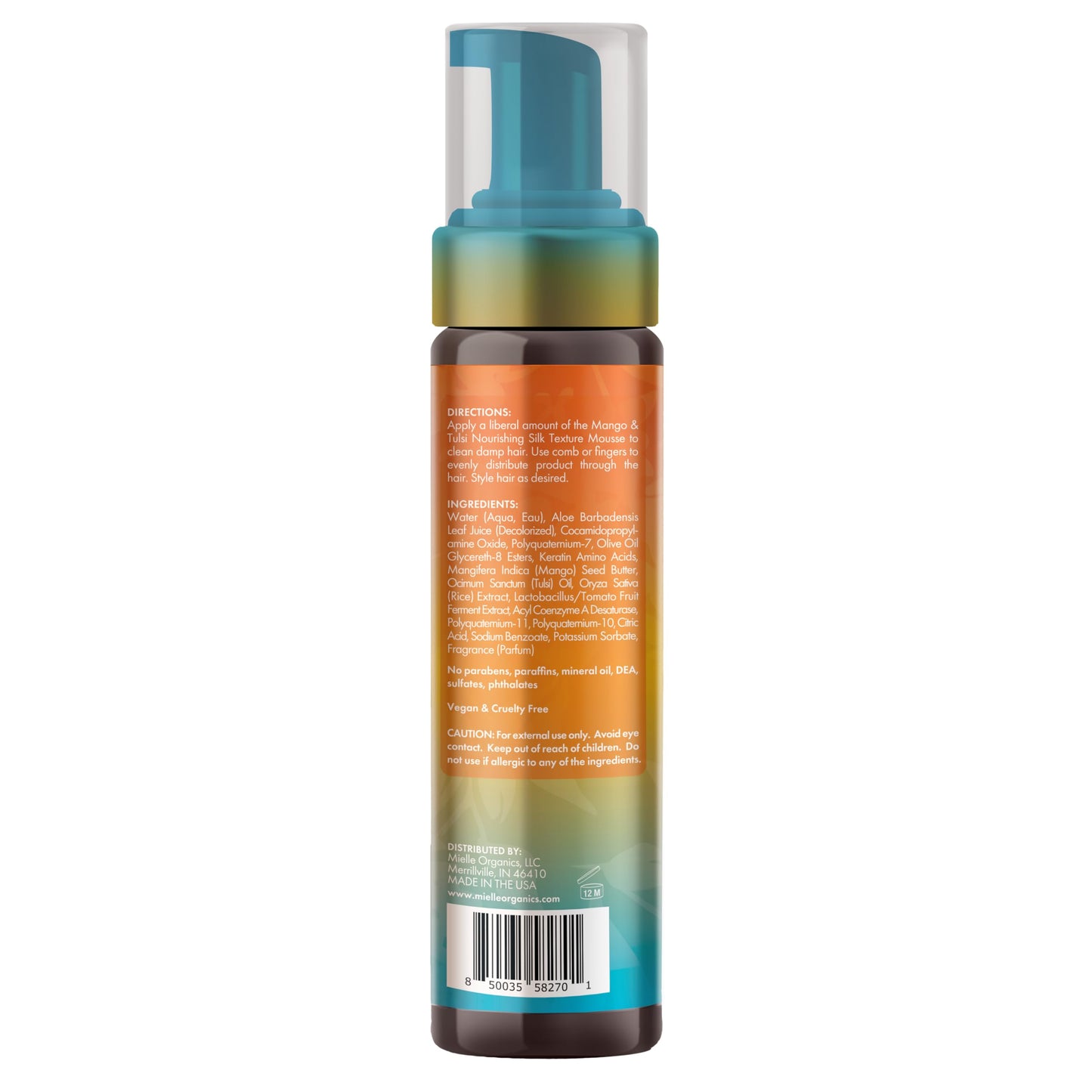 Mielle Organics Mango & Tulsi Hair Nourishing Silk Texture Mousse, 7.5 Ounce