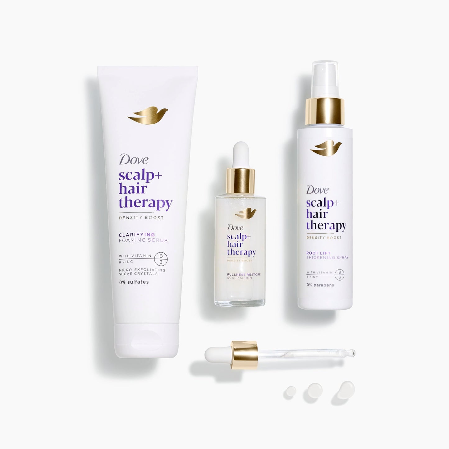 Dove Density Boost Root Lift Thickening Spray for Fuller Hair and Scalp Therapy, with Vitamin B3, Zinc and 0% sulfates, 5 oz