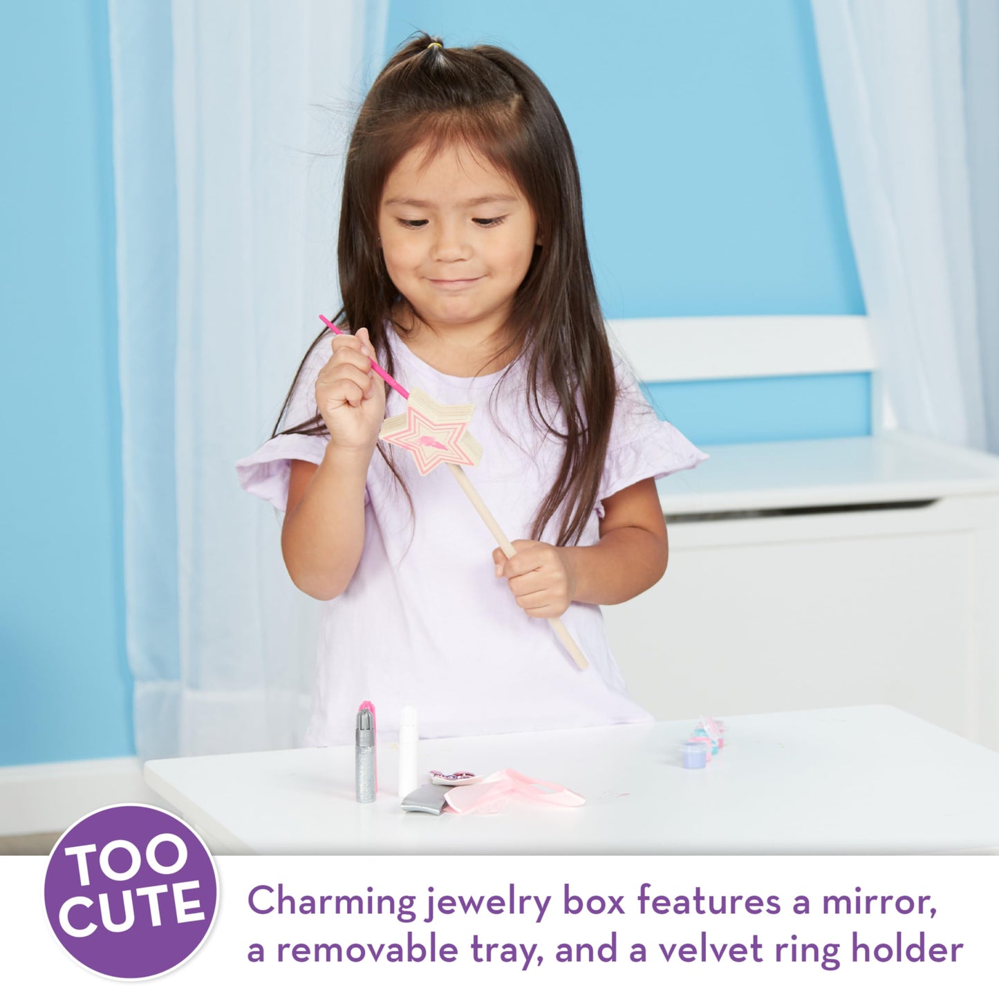 Melissa & Doug Created by Me! Wooden Princess Wand Craft Kit – Paint & Decorate DIY Princess Toy for Kids Ages 4+