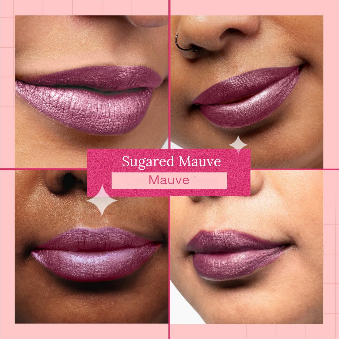 Aromi Sugared Mauve Metallic Liquid Lipstick, Purple Pink Lip Color with Shimmery Finish, Raspberry Mulberry Shade, Long-Lasting, Handmade (Sugared