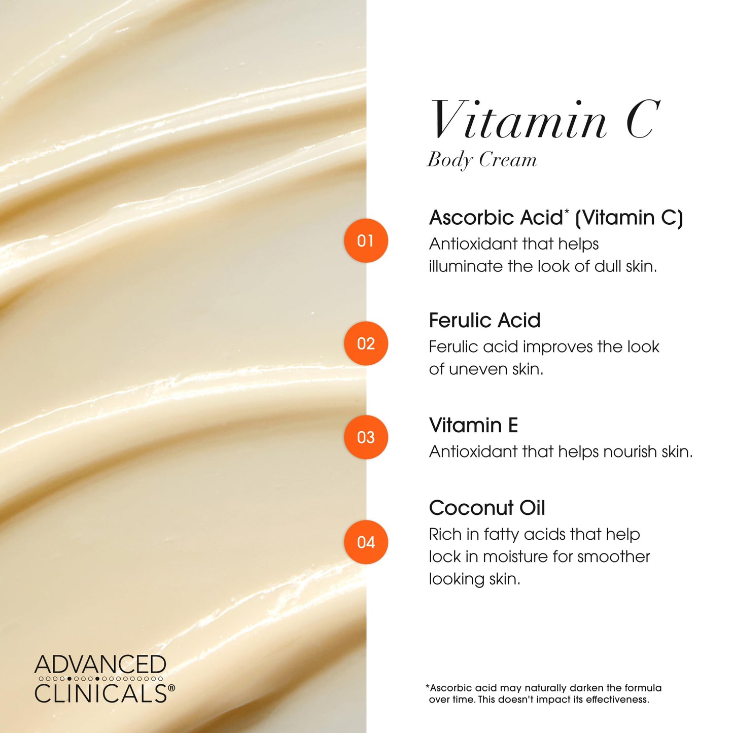 Advanced Clinicals Vitamin C Brightening Cream + Manuka Honey Body Lotion & Face Moisturizer 2pc Skincare Set For Women & Men | Body Butter Creams