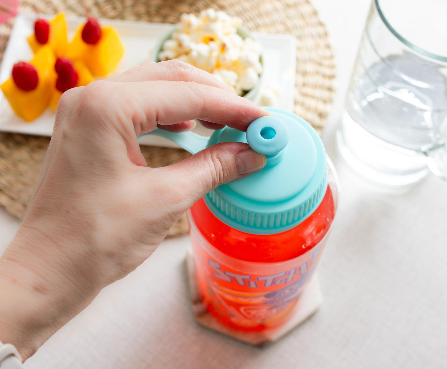 Disney Lilo & Stitch Bubble Tea Plastic Water Bottle With Leak-Resistant Sports Cap Lid | Holds 34 Ounces