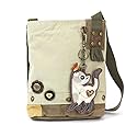 CHALA Womens' Canvas Patch Crossbody Handbag with Keyfob- Sand (Slim Cat - Sand)