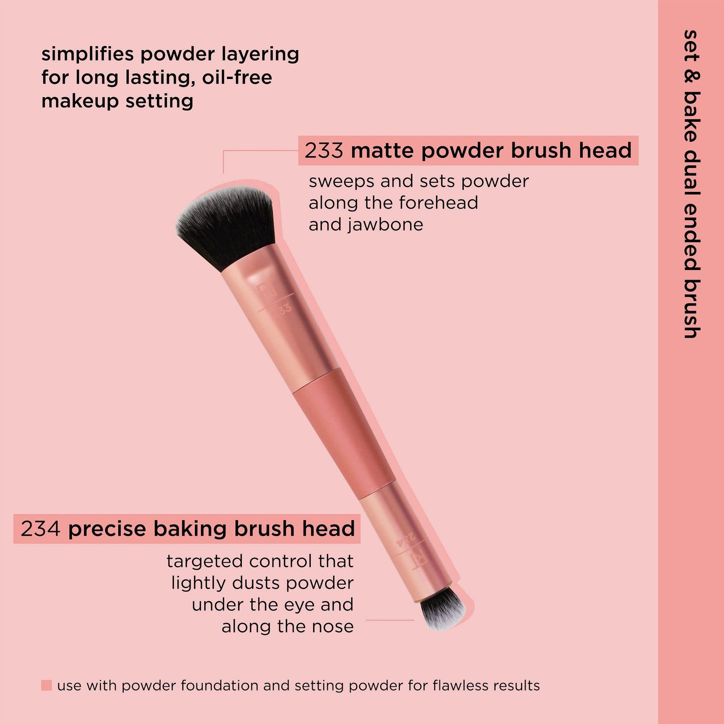 Real Techniques Cover & Conceal Dual Ended 2-in-1 Makeup Brush, For Flawless Foundation Coverage, Smooths and Conceals, Covers Blemishes