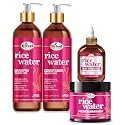 Difeel Rice Water Hair Care 4PC Shampoo & Conditioner Deep Treatment Set - Includes 33.8oz Shampoo, 33.8oz Conditioner, 12oz Hair Mask, 7.1oz Root