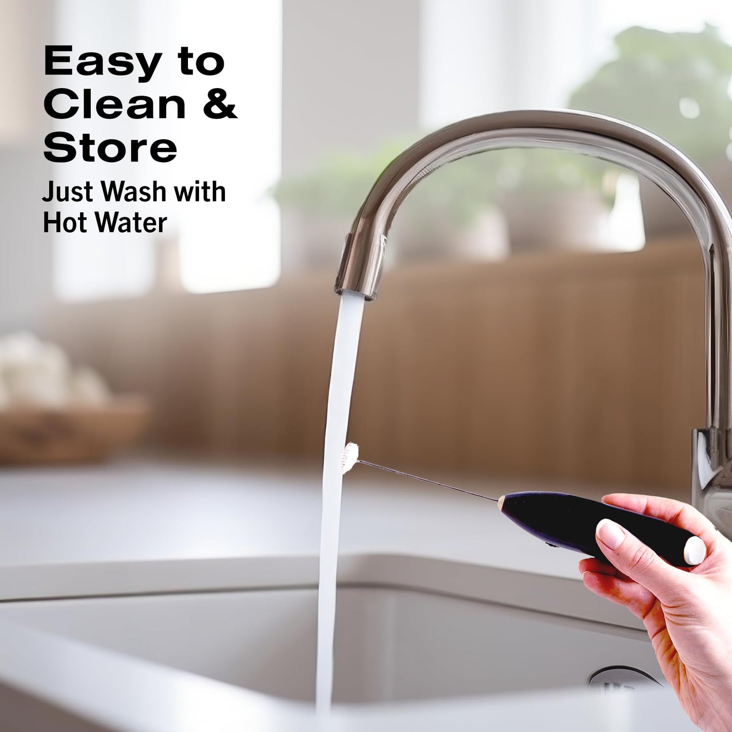 Bean Envy Handheld Milk Frother – Mini Whisk & Coffee Foamer with Stand for Lattes, Cappuccino, Matcha & Hot Chocolate, Black