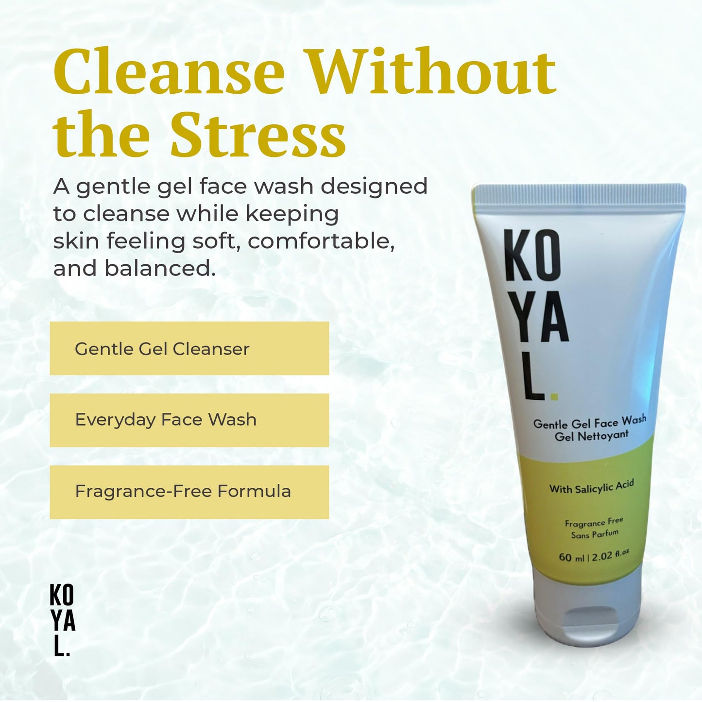 Koyal Beauty Gentle Gel Face Wash for Sensitive Skin - Hydrating Cleanser with Panthenol & Glycerin - Fragrance Free, Vegan, Sulfate Free - Face Wash