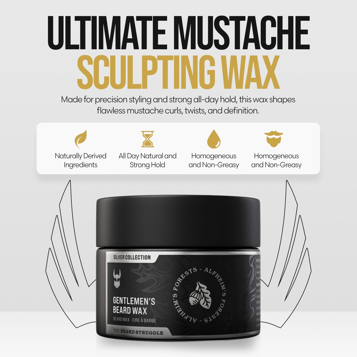 Gentlemen's Beard & Mustache Wax for Men by Beard Struggle - Viking Beard Wax Helps to Tame Style & Groom - Silver Collection - Alfheim's Forests Beauty and Personal Care The Beard Struggle